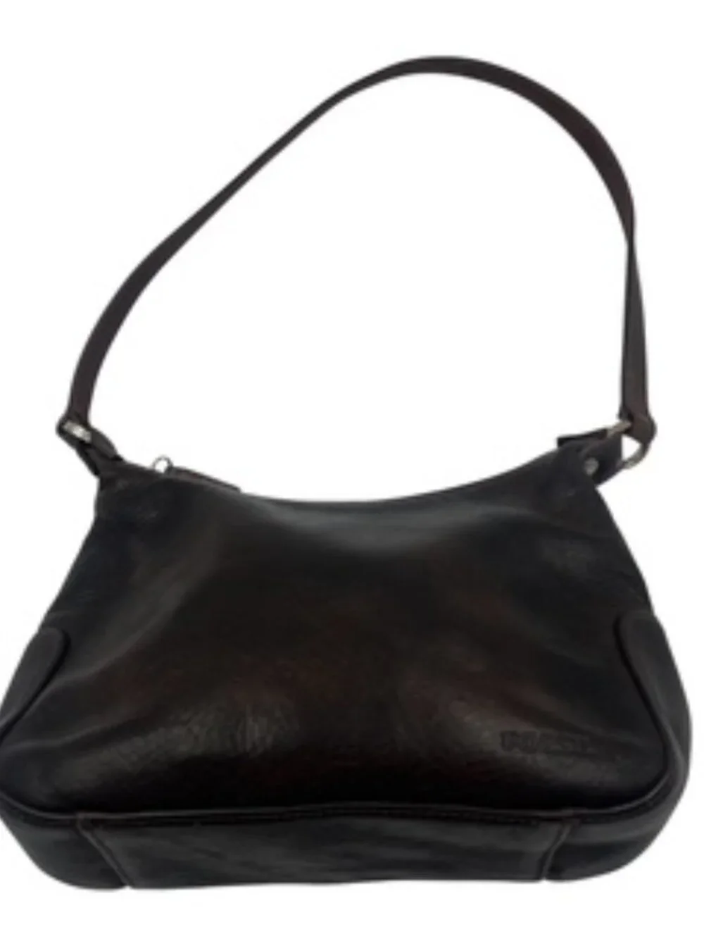 Vintage Fossil Hobo Bag Design Dark Brown Purse Leather Baguette Shoulder Bag